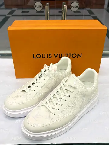 White Louis Vuitton Monogram Leather Sneakers - Size 8