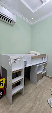 White Wooden Loft Bunk Bed with Built-in Desk and Storage (Like New)