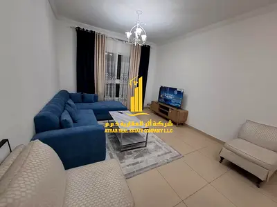 Luxury apartment, second occupancy, one bedroom and living room with a balcony and open view. Ajman, Jasmine Towers. for monthly rent.