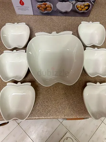 7-piece Apple-shaped Ceramic Serving Bowl Set