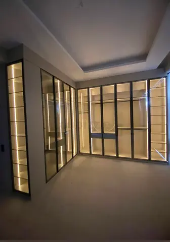 Custom Built-in Walk-in Wardrobe with LED Lighting