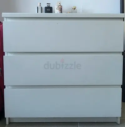 White 3-Drawer Chest/Dresser - Modern, Good Condition