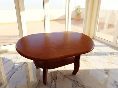 Solid Wood Oval Coffee Table - Classic Brown Finish