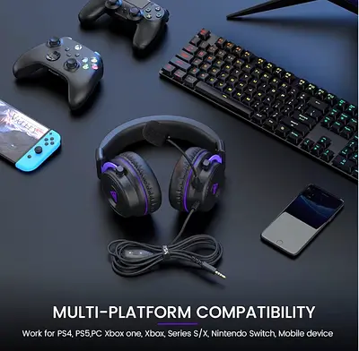 Multi-platform Gaming Headset with Mic (3.5mm) - Works on PS4/PS5/Xbox/Switch/PC