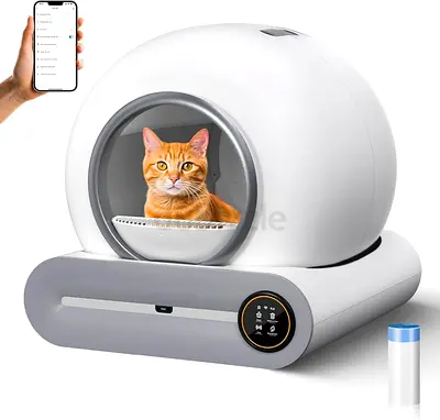FO5 Self Cleaning Cat Litter Box, Upgraded Automatic Cat Litter 65L+ 9L Extra Large Capacity Automat