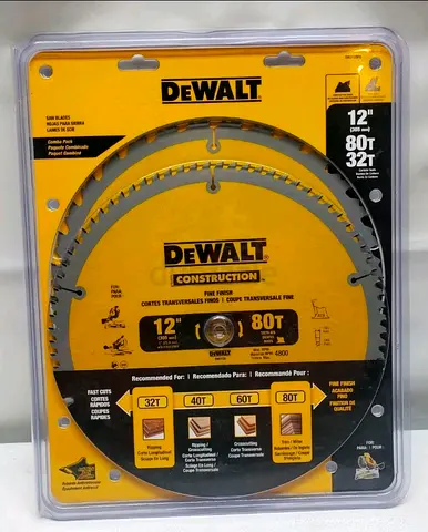 DEWALT 12-Inch Miter Saw Blade, Crosscutting, Tungsten Carbide, 80-Tooth, 2-Pack (DW3128P5)