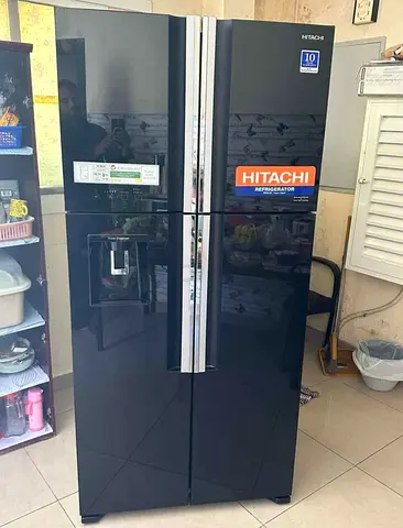 Hitachi 4 Door Refrigerator with Water Dispenser Black Glass