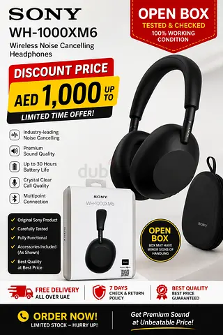 Sony WH-1000XM6 Wireless Noise Cancelling Headphones - Open Box