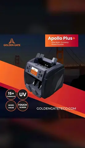 Golden Gate Apollo Plus+ Cash Counting Machine, Multi-Currency Mixed Value Counter (Touchscreen)