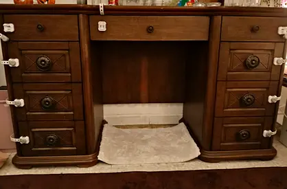 Vintage solid wood dressing table / drowning desk with nine 9 drawers