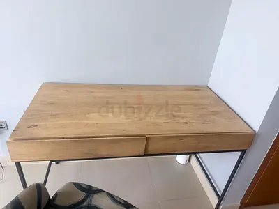 Wooden Study/Computer Table with Metal Frame - Good Condition