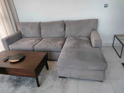 Crate and Barrel Authentic Axis gray lshape sofa