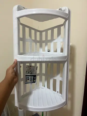 White Double Plastic Bathroom Storage Shelf - Good Condition
