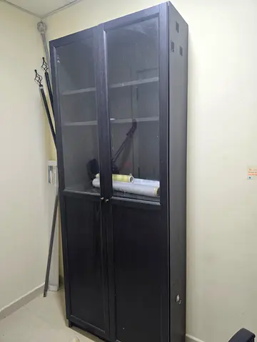 Black Display Cabinet with Glass Doors