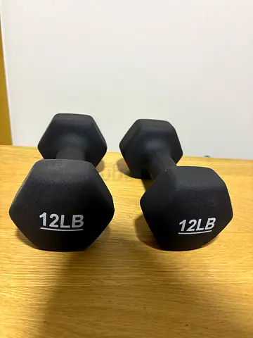Pair of 12 lb Hex Neoprene Dumbbells - Excellent Condition