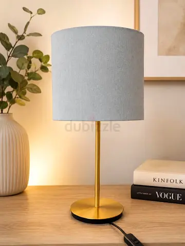 IKEA Brass Base Table Lamp with blue Fabric Shade - Good Condition