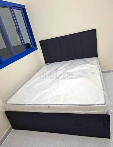 Modern Upholstered Bed Frame and Mattress