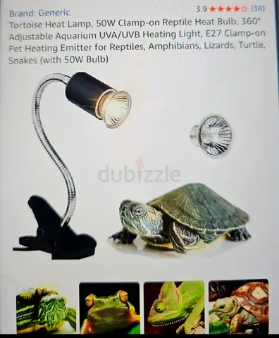 50W Clamp-on Reptile Heat Lamp with Bulb – Flexible Gooseneck Heater for Turtles, Lizards, Frogs