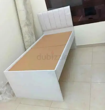 Modern White Single Bed with Padded Headboard