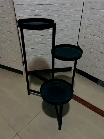 Black 3-Tier Metal Plant Stand (Ikea OLIVBLAD 3 pot plant stand black)