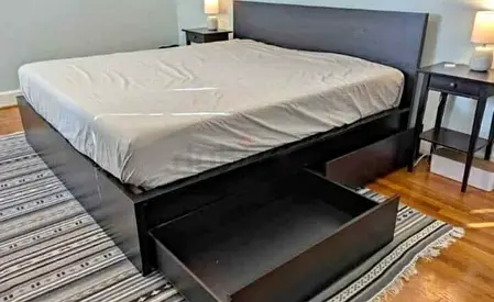 Queen storage bed frame with 2 large drawers - black