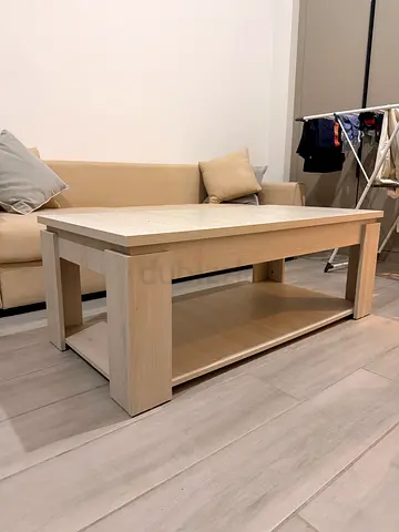 Light Wood Coffee Table with Lower Shelf - Good Condition