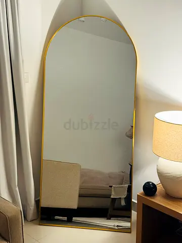 Full-Length Arched Gold Framed Floor Mirror - Good Condition