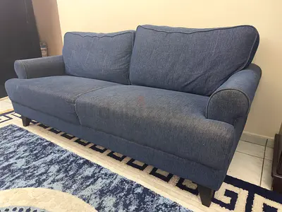 Blue 3-Seater Fabric Sofa — Good Condition