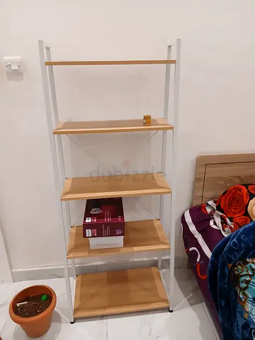 Lightweight 4-Tier Ladder Shelf - Birch Finish, Good Condition