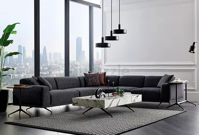 Enza Home Giorno L-Shape Corner Sofa | Contemporary European Design | Brand New Dubai