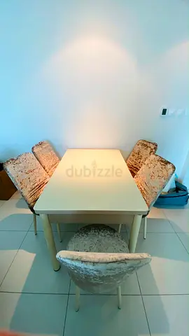 4 to 6 Seater Dining Table with Upholstered Velvet Chairs - Light Beige