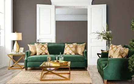 Green Velvet 3-Seater Sofa with Matching Armchair - Modern Living Set