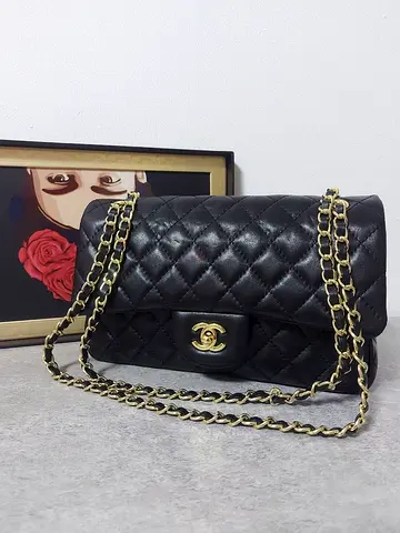 Chanel STYLE Classic Quilted Double Flap Black Lambskin Shoulder Bag