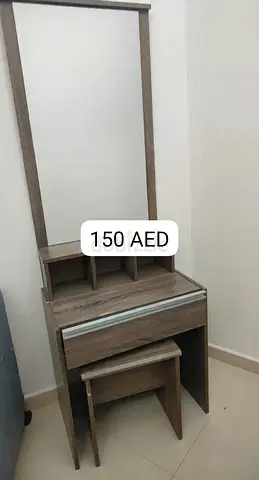 Wooden Dressing Table with Mirror and Stool