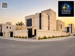 Corner villa in Ajman, Al Helio area, including registration fees, 5 master bedrooms with roof terra