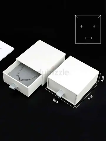 White Sliding Drawer Jewelry Box for Necklace/Bracelet (Set) - Small