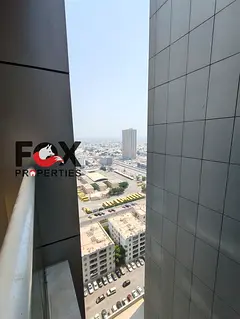 Annual rental: 1-bedroom apartment in City Tower with 2 bathrooms, balcony, parking included. AED 28