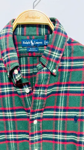 Ralph Lauren Blake Green Red Plaid 100% Cotton Button-Down Shirt - Size L