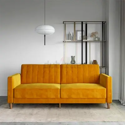 Mid-century mustard yellow 3-seater sofa