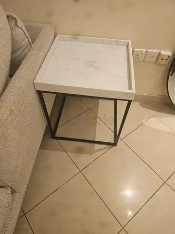 Small Marble-Top Side Table with Metal Frame