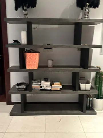 Dark wood 5-tier open bookcase / shelving unit - good condition