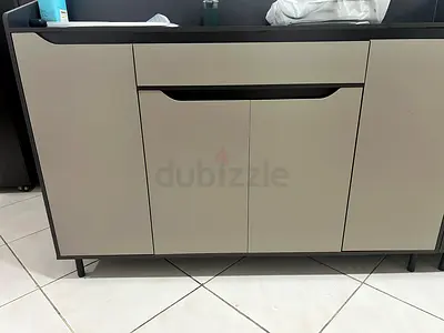 Two Modern Minimalist Sideboard Cabinet with Multi-Door Storage