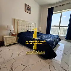 Fully furnished one-bedroom apartment with a hall, with open view, including all services, with a gy