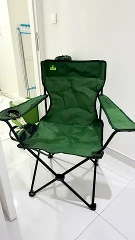 2 pc Green Folding Camping Chair with Cup Holder - Used