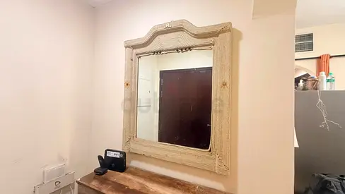 Large Decorative Wall Mirror with Carved Wooden Frame - Used