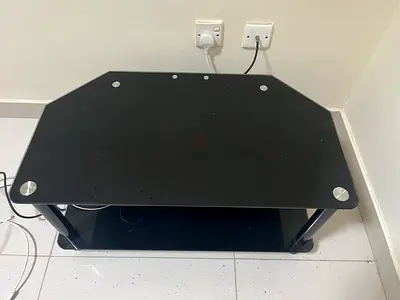 Black Glass TV Stand / Media Unit - Compact Corner Design