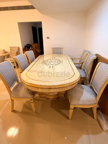Beautiful like new8 chair Dining Set with hutch, AED 580 like new, Location Mankhool , move out sale