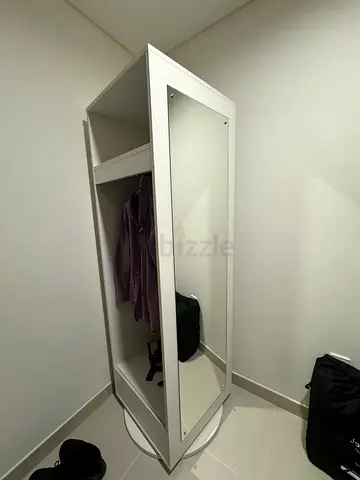 White Freestanding Wardrobe with Mirror