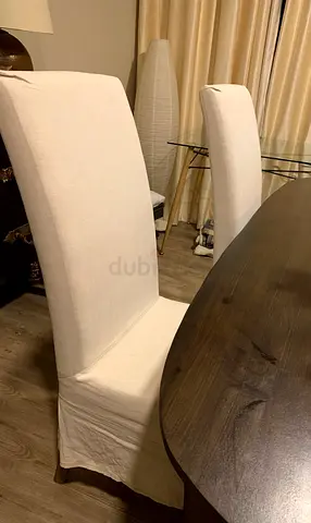 4x Dining Chairs with Cream Fabric Covers