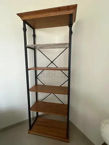 Tall Solid Wood Book Shelf Unit with Metal Frame - 5 Tiers